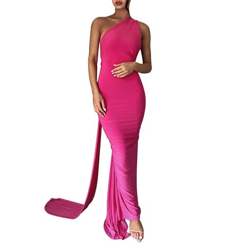 Entyinea For Women Off Shoulder High Split Long Formal Party Dress