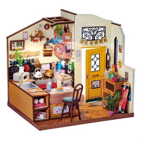 Rolife Diy Miniature House Dining Kitchen Dollhouse Model Kit Toy Gift