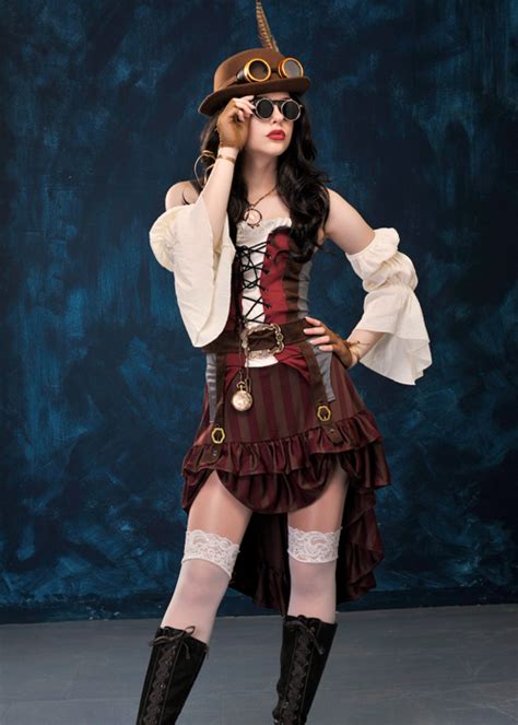 Ladies Brown Victorian Steampunk Lady Costume