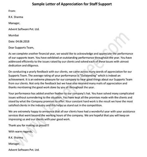 Employee Appreciation Letter For Hard Work