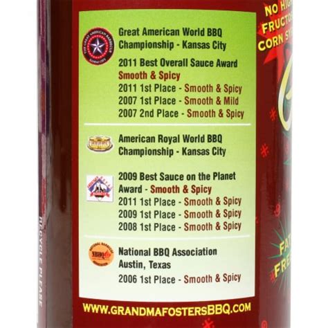 Grandma Fosters Homestyle Smooth And Mild Bar B Que Sauce Gluten Free 205 Oz 1 Each Kroger