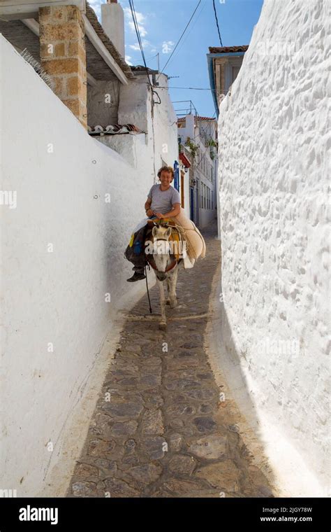 Typical Greek Man On Packed Horse Greek Island Hydra Stock Photo Alamy