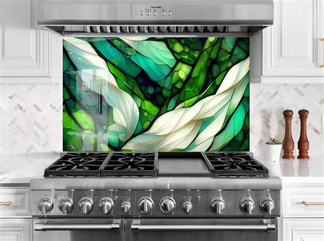 20x20tempered Glass Green Stained Backsplash