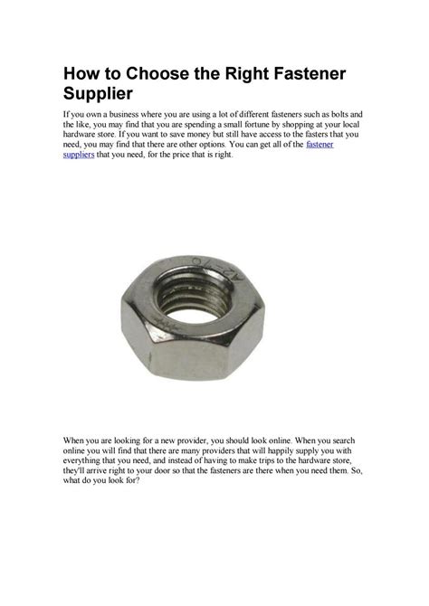 How To Choose The Right Fastener Supplier By Mbe Fasteners Issuu