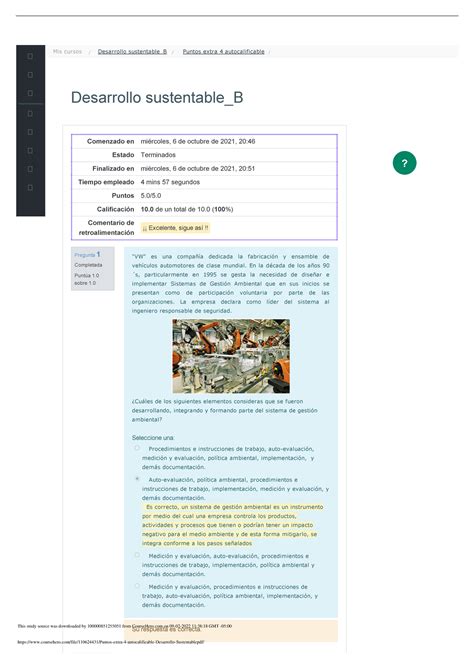 Puntos Extra Autocalificable Desarrollo Sustentable Desarrollo