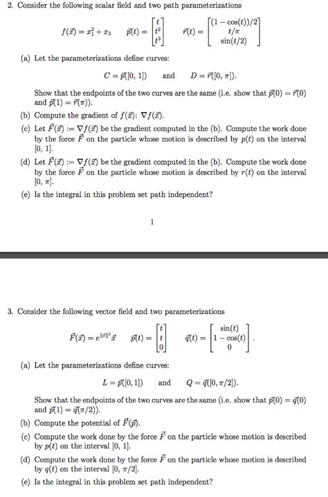 Solved 2 Consider The Following Scalar Field And Two Path