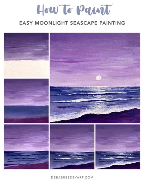 Moonlight Seascape Painting EASY Acrylic Painting For Beginners