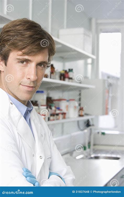 Confident Scientist In Laboratory Stock Photo Image Of Examine