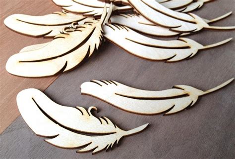 12 Pieces Craft Wood Shapes Feather Quills