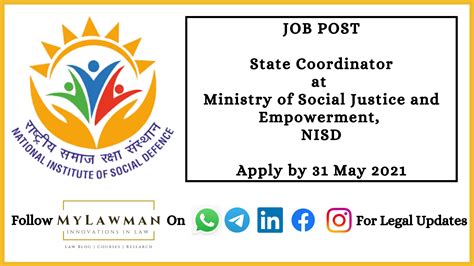 [job Post] State Coordinator At Ministry Of Social Justice And