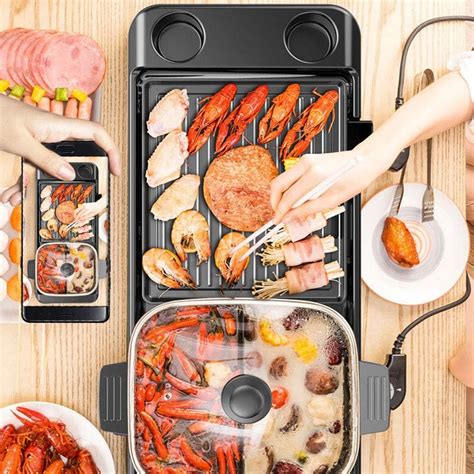 Review Nologo Electric Grill Plate Portable Electric Grill Indoor Bbq Multifunctional Hot Pot