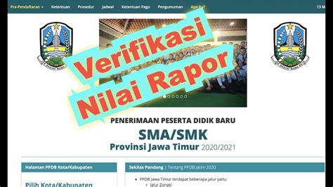 Verifikasi Nilai Rapor Untuk PPDBJATIM Net YouTube