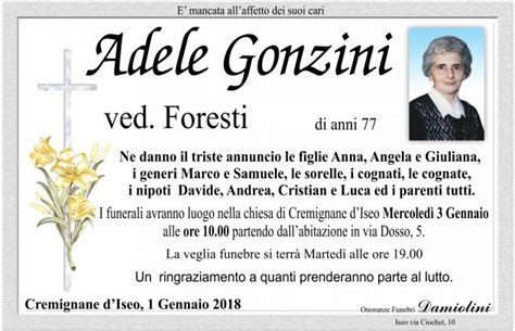 Onoranze Funebri Damiolini Sig Ra Adele Gonzini