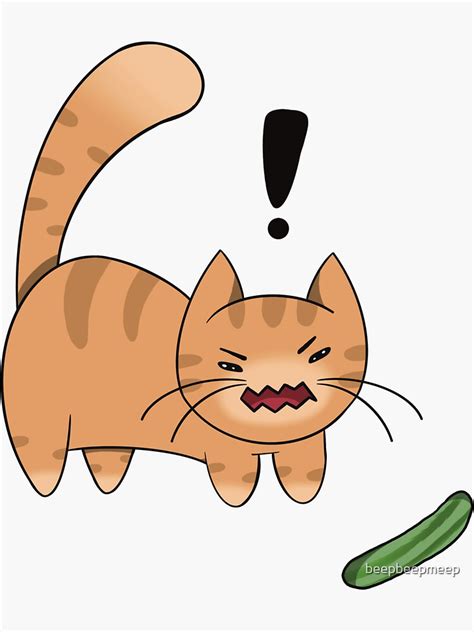 "Cat scared of cucumber " Sticker for Sale by beepbeepmeep | Redbubble