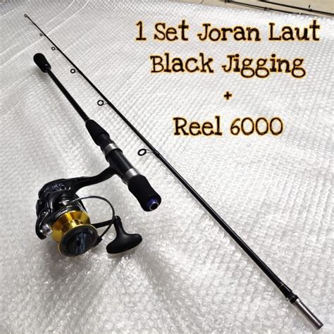 Jual Satu Set Joran Laut Kaku Jigging Fiber Solid Padat Ajiro Black