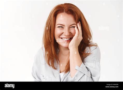 Cheerful Good Looking Redhead Mature Woman Carefree Not Care Aging