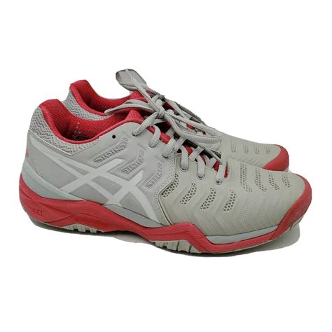 Asics Gel Resolution 7 Tennis Shoes Gray And Pink Wom Gem