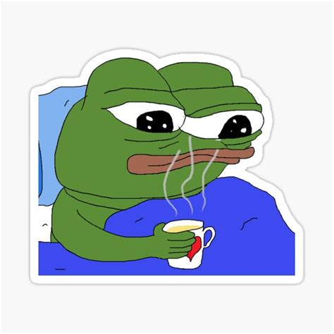 Pepe The Frog Drinking Tea Sad Pepe The Frog Funny Meme Sticker