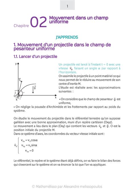 06 Cours Quelques Mvt Particuliers Melisso 1 Mouvement Dun