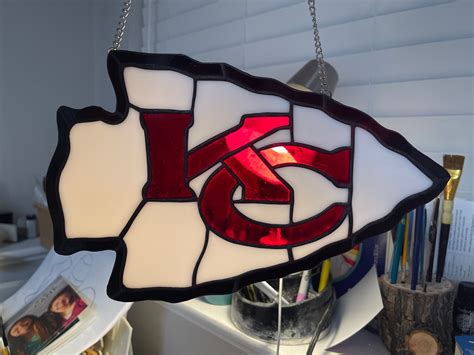 Kansas City Chiefs Stained Glass Suncatcher Football Suncatcher Fathers Day T Etsy In