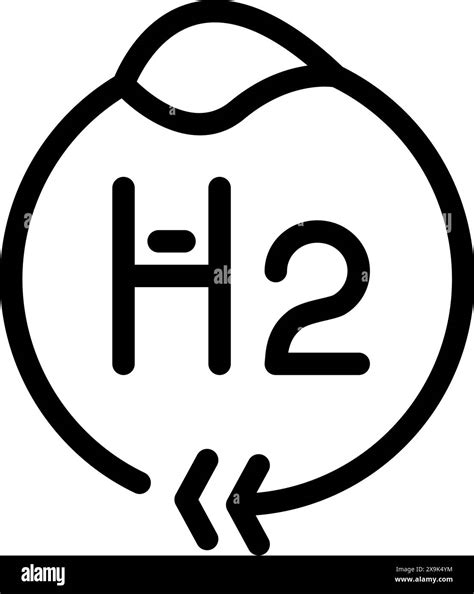 Hydrogen Molecule Minimalist Icon Design With Black And White Vector