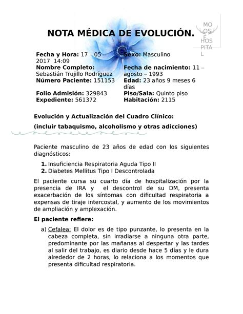 Ejemplo De Nota Medica