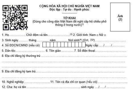 Thông tin chi tiết Mẫu TK01 Hộ chiếu mới nhất 2023 Đăng ký và cấp mới