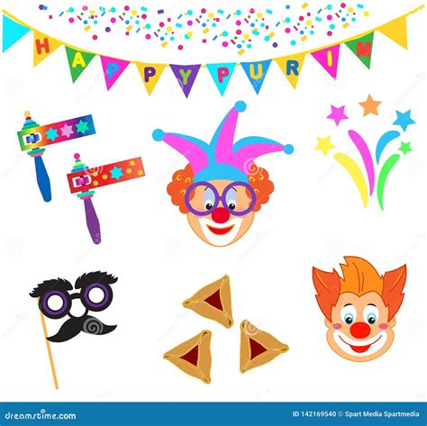 2023 Clowns Characters Mask Happy Purim Festival Jewish Holiday