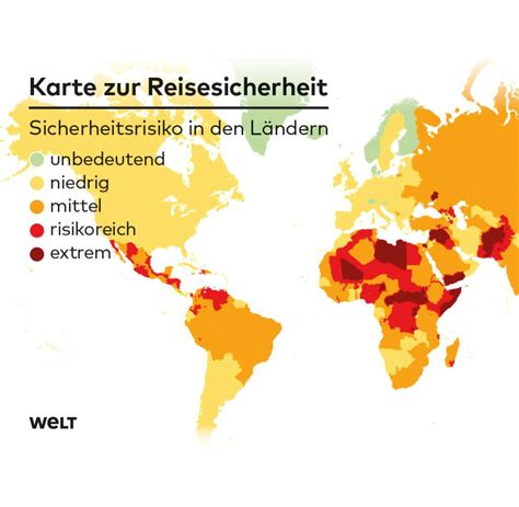 Reisen Travel Risk Map zeigt Länder man meiden sollte WELT