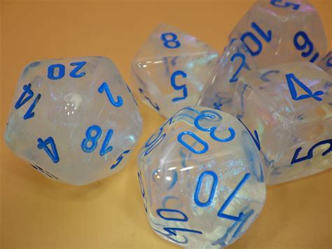 16mm 7 Die Polyhedral Dice Set Chessex Borealis Luminary Icicle Light Blue Rpg Ebay