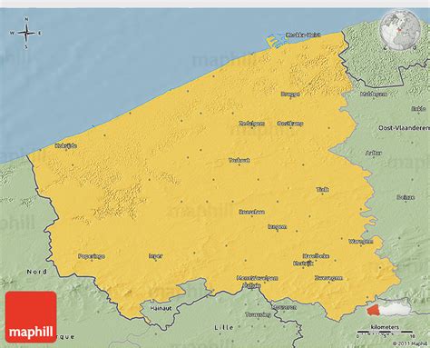 Savanna Style 3D Map of West-Vlaanderen