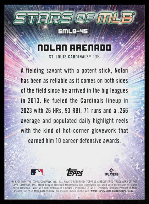 Topps Nolan Arenado Smlb Baseball St Louis Cardinals Stars Of