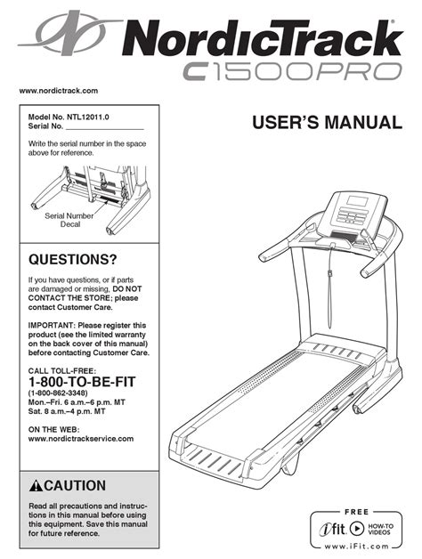 Nordictrack Quadflex C900 Treadmill Manual