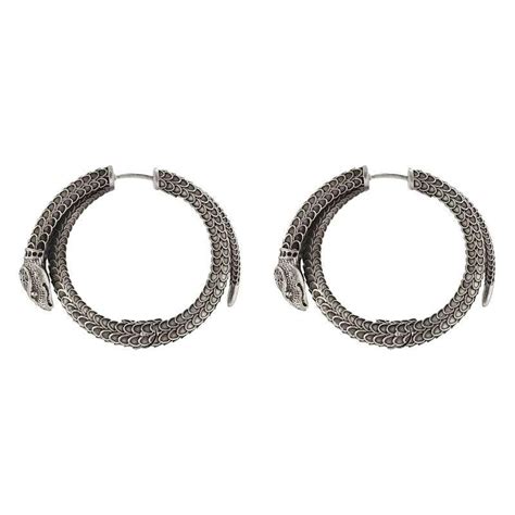 Gucci Garden Silver Snake Hoop Earrings In Metallic Lyst