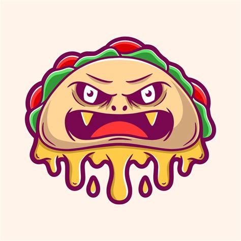 Funny monster taco cartoon 9159529 Vector Art at Vecteezy