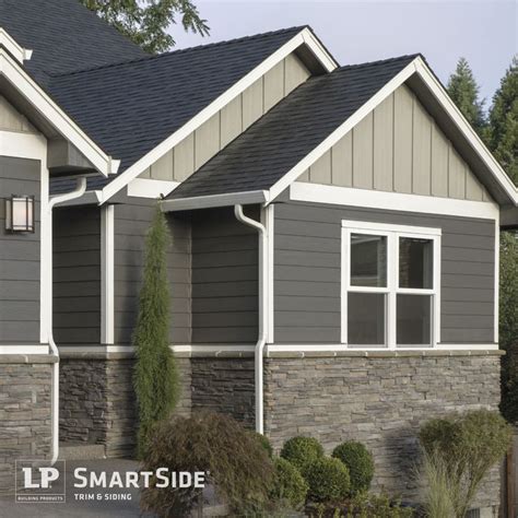 LP SmartSide Trim Lap And Panel Siding Pair With Horizontal Stonework