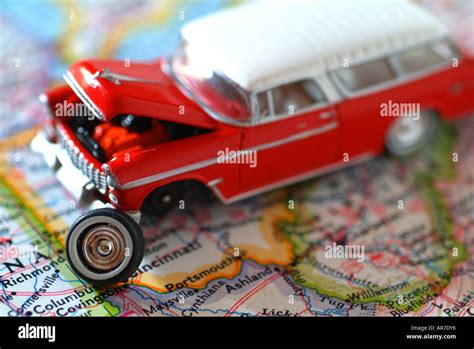 A Toy 1955 Chevy Nomad Wagon Broken Down On An Atlas Stock Photo Alamy