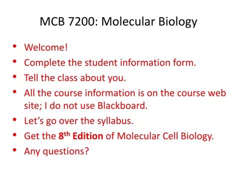 PPT MCB 7200 Molecular Biology PowerPoint Presentation Free