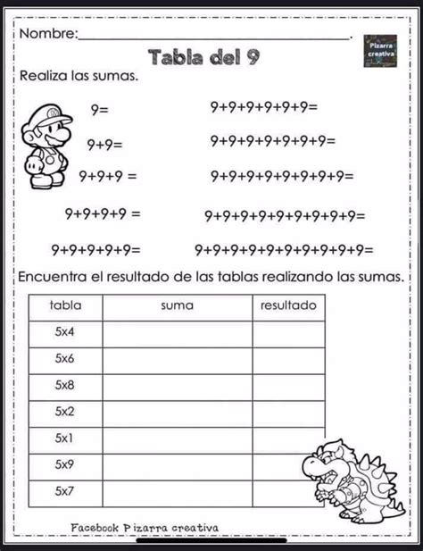 Cuadernillo Tablas De Multiplicar Super Mario In Mathematics