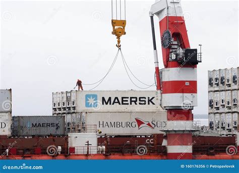 Crane Unloads Russian Container Ship Sevmorput Nuclear Powered