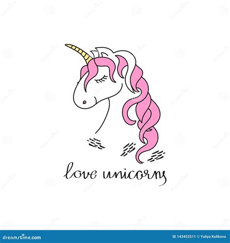 Lettering And A Cartoon Unicorn On A White Background Stock Vector