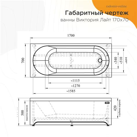 Акриловая ванна Radomir Виктория Лайт 170х70