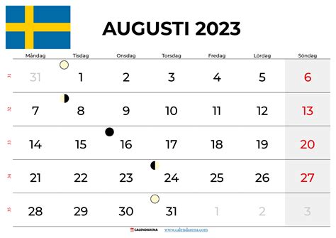 Kalender Augusti Sverige Med Veckonummer