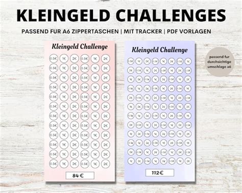 Kleingeld Challenge Spar Challenge Sparen Mit Challenges Etsy