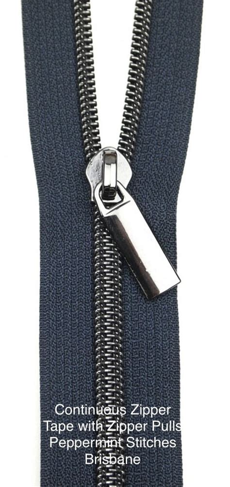 Sallie Tomato Navy Nylon Gunmetal Coil Zippers Yards With Pulls