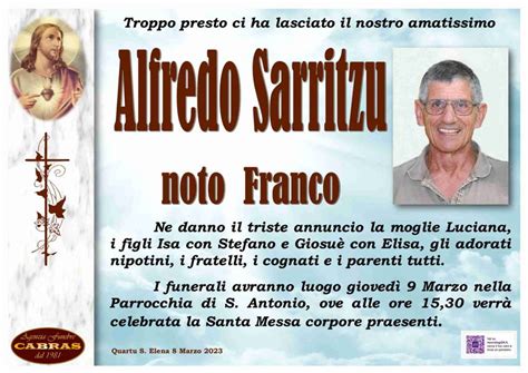 Funerali E Annunci Funebri A Quartu Sant Elena Alfredo Sarritzu Funer