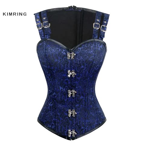 Kimring Steampunk Corset Vintage Gothic Bustier Corset Steel Boned