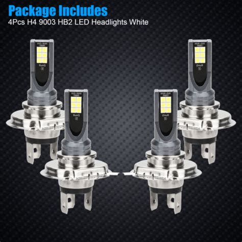 4x H4 9003 Hb2 Led Headlight Bulb Conversion Kit High Low Beam 6000k Super White Ebay