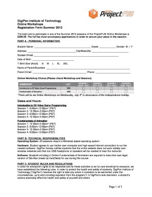 Fillable Online Funadmin Digipen The Total Cost To Participate In Any