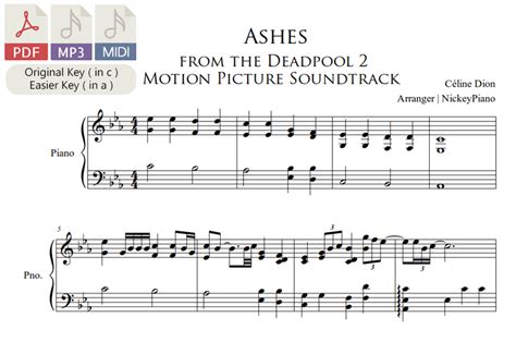 Piano Sheet 2018 May】celine Dion Ashes｜deadpool 2 Soundtrack